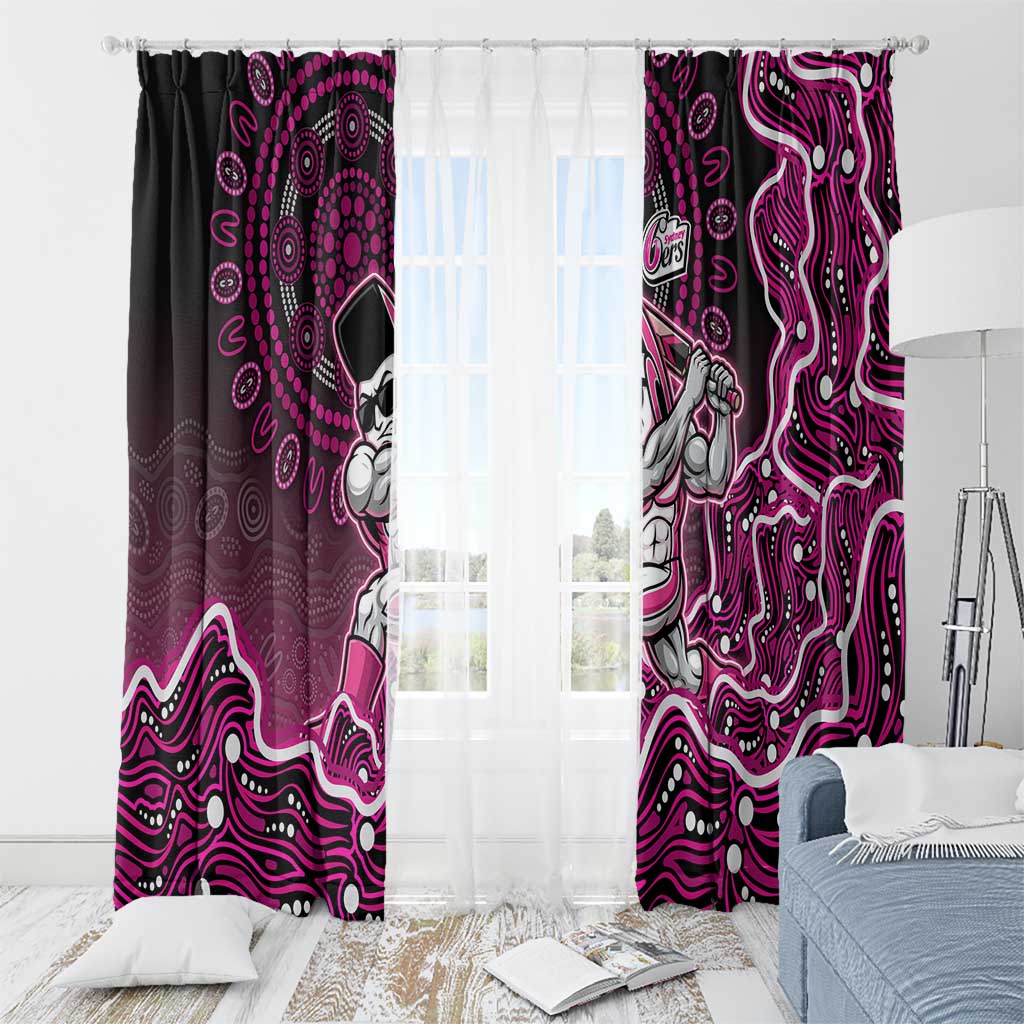 Sydney Sixers Cricket Mascot Window Curtain Aboriginal Dot Art Pink And Black Tribal Pattern