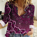 Sydney Sixers Cricket Mascot Women Casual Shirt Aboriginal Dot Art Pink And Black Tribal Pattern