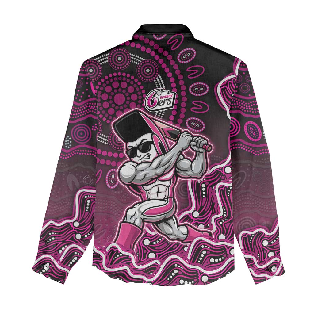 Sydney Sixers Cricket Mascot Women Casual Shirt Aboriginal Dot Art Pink And Black Tribal Pattern
