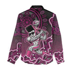 Sydney Sixers Cricket Mascot Women Casual Shirt Aboriginal Dot Art Pink And Black Tribal Pattern
