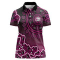 Sydney Sixers Cricket Mascot Women Polo Shirt Aboriginal Dot Art Pink And Black Tribal Pattern