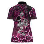 Sydney Sixers Cricket Mascot Women Polo Shirt Aboriginal Dot Art Pink And Black Tribal Pattern