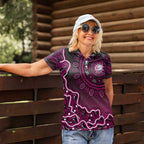 Sydney Sixers Cricket Mascot Women Polo Shirt Aboriginal Dot Art Pink And Black Tribal Pattern