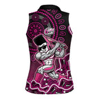 Sydney Sixers Cricket Mascot Women Sleeveless Polo Shirt Aboriginal Dot Art Pink And Black Tribal Pattern