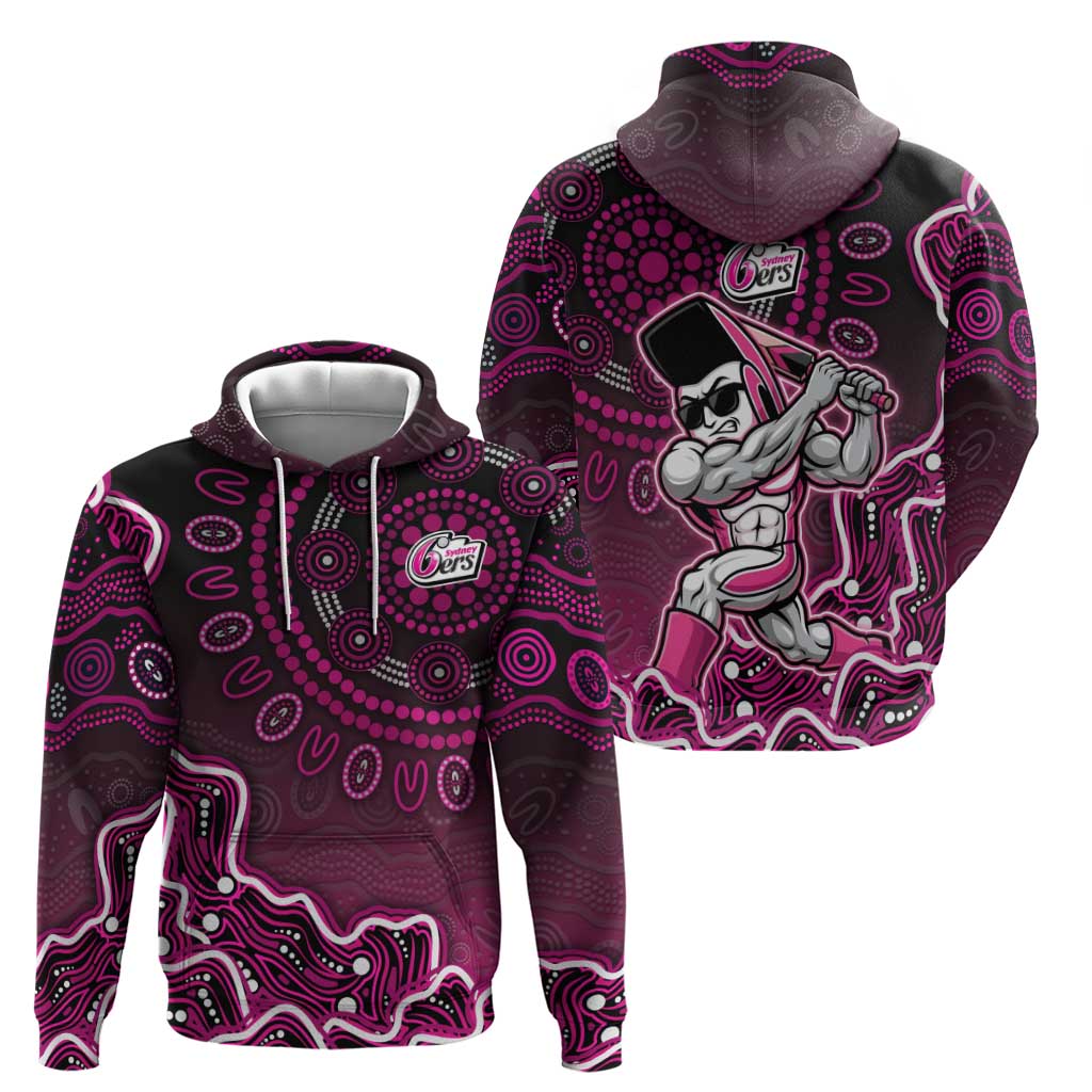 Sydney Sixers Cricket Mascot Zip Hoodie Aboriginal Dot Art Pink And Black Tribal Pattern