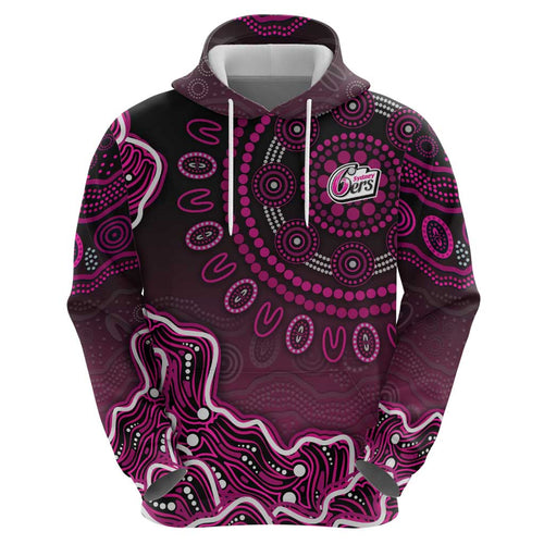 Sydney Sixers Cricket Mascot Zip Hoodie Aboriginal Dot Art Pink And Black Tribal Pattern