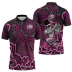 Sydney Sixers Cricket Mascot Zipper Polo Shirt Aboriginal Dot Art Pink And Black Tribal Pattern