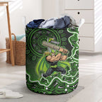 Sydney Thunder Cricket Mascot Laundry Basket Aboriginal Dot Art Green And Black Tribal Pattern
