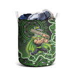 Sydney Thunder Cricket Mascot Laundry Basket Aboriginal Dot Art Green And Black Tribal Pattern