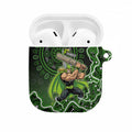 Sydney Thunder Cricket Mascot AirPods Case Aboriginal Dot Art Green And Black Tribal Pattern