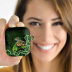 Sydney Thunder Cricket Mascot AirPods Case Aboriginal Dot Art Green And Black Tribal Pattern