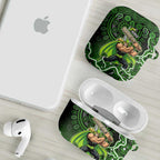 Sydney Thunder Cricket Mascot AirPods Case Aboriginal Dot Art Green And Black Tribal Pattern