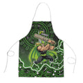 Sydney Thunder Cricket Mascot Apron Aboriginal Dot Art Green And Black Tribal Pattern