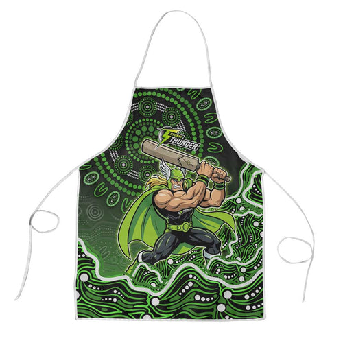 Sydney Thunder Cricket Mascot Apron Aboriginal Dot Art Green And Black Tribal Pattern