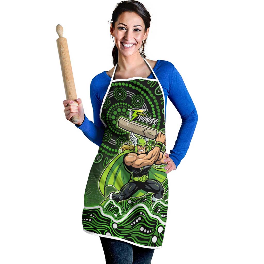Sydney Thunder Cricket Mascot Apron Aboriginal Dot Art Green And Black Tribal Pattern
