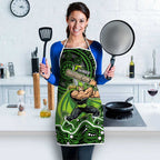 Sydney Thunder Cricket Mascot Apron Aboriginal Dot Art Green And Black Tribal Pattern