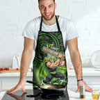 Sydney Thunder Cricket Mascot Apron Aboriginal Dot Art Green And Black Tribal Pattern