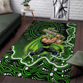 Sydney Thunder Cricket Mascot Area Rug Aboriginal Dot Art Green And Black Tribal Pattern