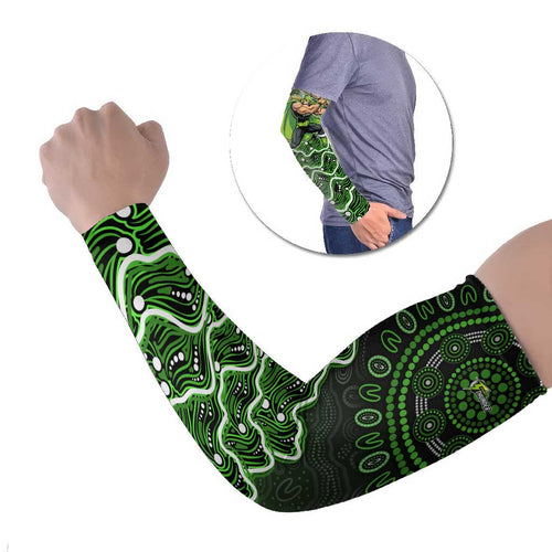 Sydney Thunder Cricket Mascot Arm Sleeves Aboriginal Dot Art Green And Black Tribal Pattern