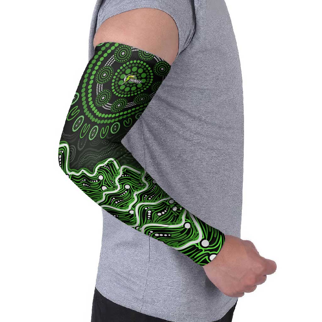 Sydney Thunder Cricket Mascot Arm Sleeves Aboriginal Dot Art Green And Black Tribal Pattern