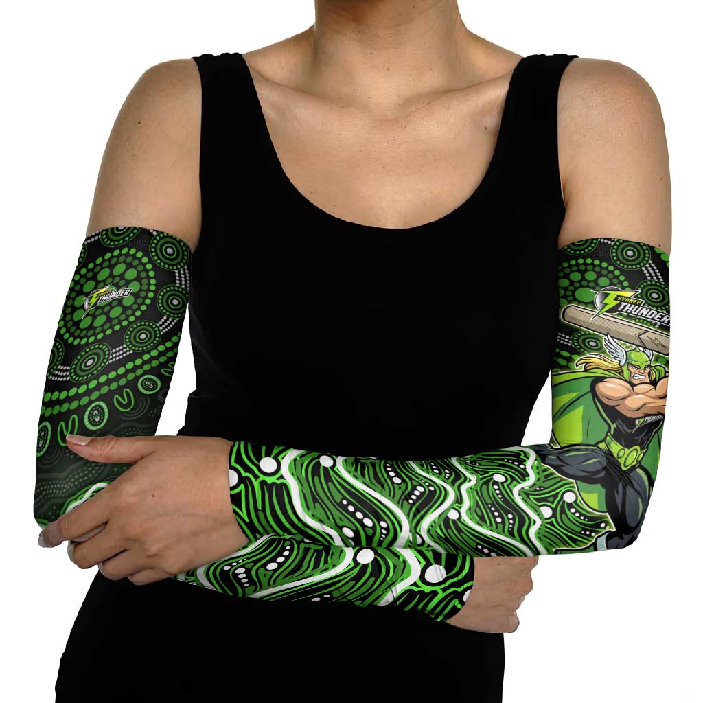 Sydney Thunder Cricket Mascot Arm Sleeves Aboriginal Dot Art Green And Black Tribal Pattern