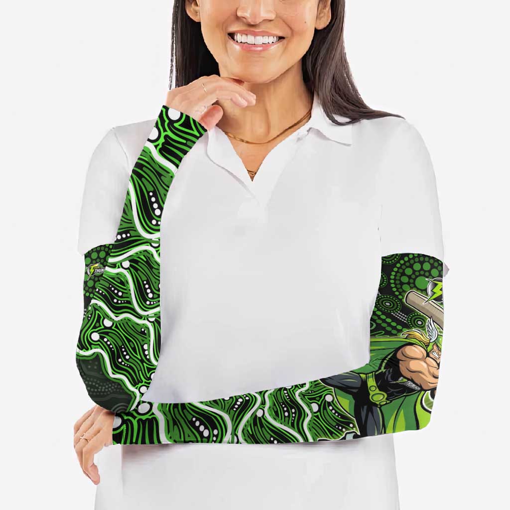 Sydney Thunder Cricket Mascot Arm Sleeves Aboriginal Dot Art Green And Black Tribal Pattern