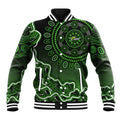 Sydney Thunder Cricket Mascot Baseball Jacket Aboriginal Dot Art Green And Black Tribal Pattern