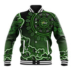 Sydney Thunder Cricket Mascot Baseball Jacket Aboriginal Dot Art Green And Black Tribal Pattern