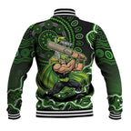 Sydney Thunder Cricket Mascot Baseball Jacket Aboriginal Dot Art Green And Black Tribal Pattern