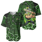 Sydney Thunder Cricket Mascot Baseball Jersey Aboriginal Dot Art Green And Black Tribal Pattern