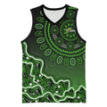 Sydney Thunder Cricket Mascot Basketball Jersey Aboriginal Dot Art Green And Black Tribal Pattern
