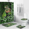 Sydney Thunder Cricket Mascot Bathroom Set Aboriginal Dot Art Green And Black Tribal Pattern