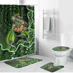 Sydney Thunder Cricket Mascot Bathroom Set Aboriginal Dot Art Green And Black Tribal Pattern