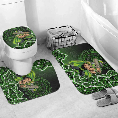 Sydney Thunder Cricket Mascot Bathroom Set Aboriginal Dot Art Green And Black Tribal Pattern