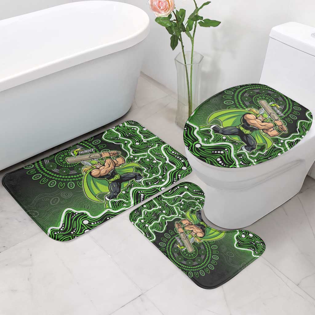 Sydney Thunder Cricket Mascot Bathroom Set Aboriginal Dot Art Green And Black Tribal Pattern