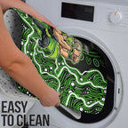 Sydney Thunder Cricket Mascot Bathroom Set Aboriginal Dot Art Green And Black Tribal Pattern
