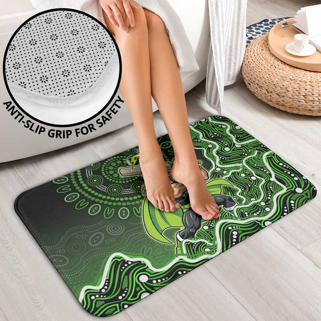 Sydney Thunder Cricket Mascot Bathroom Set Aboriginal Dot Art Green And Black Tribal Pattern