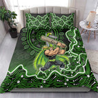 Sydney Thunder Cricket Mascot Bedding Set Aboriginal Dot Art Green And Black Tribal Pattern