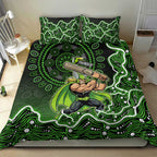 Sydney Thunder Cricket Mascot Bedding Set Aboriginal Dot Art Green And Black Tribal Pattern