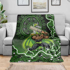 Sydney Thunder Cricket Mascot Blanket Aboriginal Dot Art Green And Black Tribal Pattern