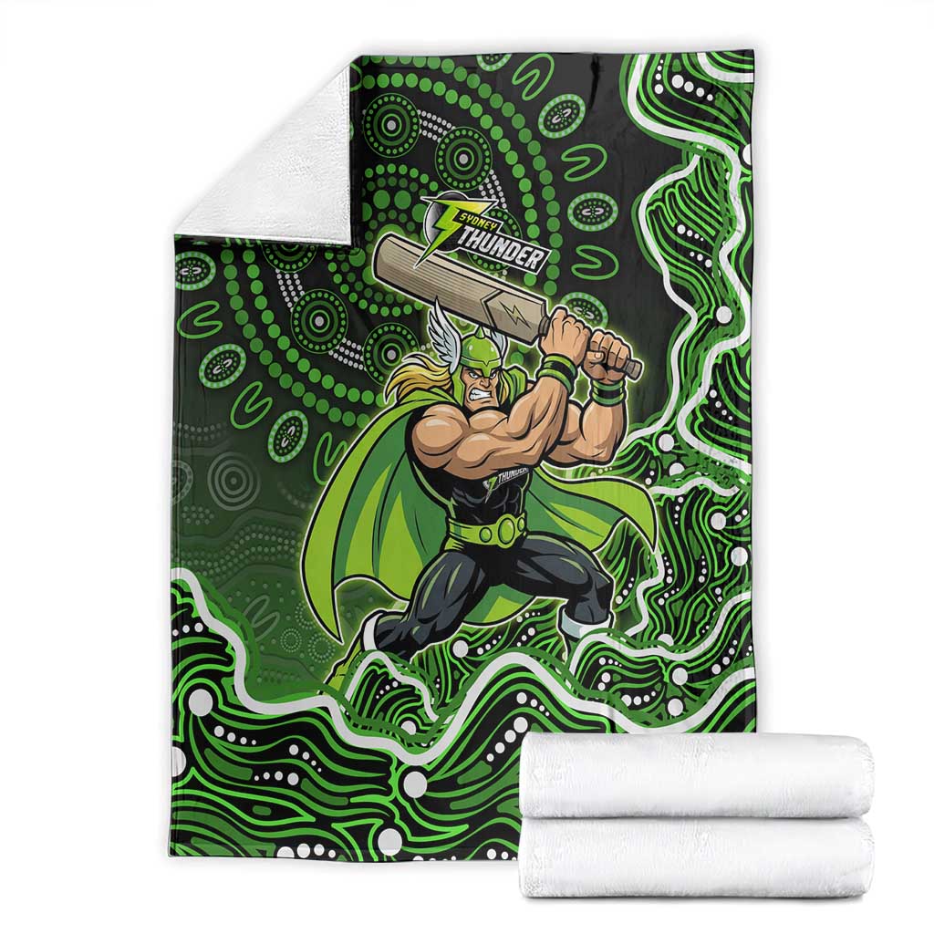 Sydney Thunder Cricket Mascot Blanket Aboriginal Dot Art Green And Black Tribal Pattern