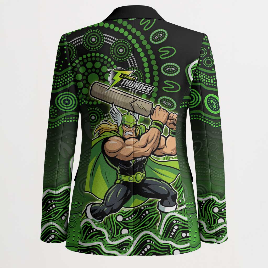 Sydney Thunder Cricket Mascot Blazer Aboriginal Dot Art Green And Black Tribal Pattern
