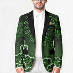 Sydney Thunder Cricket Mascot Blazer Aboriginal Dot Art Green And Black Tribal Pattern