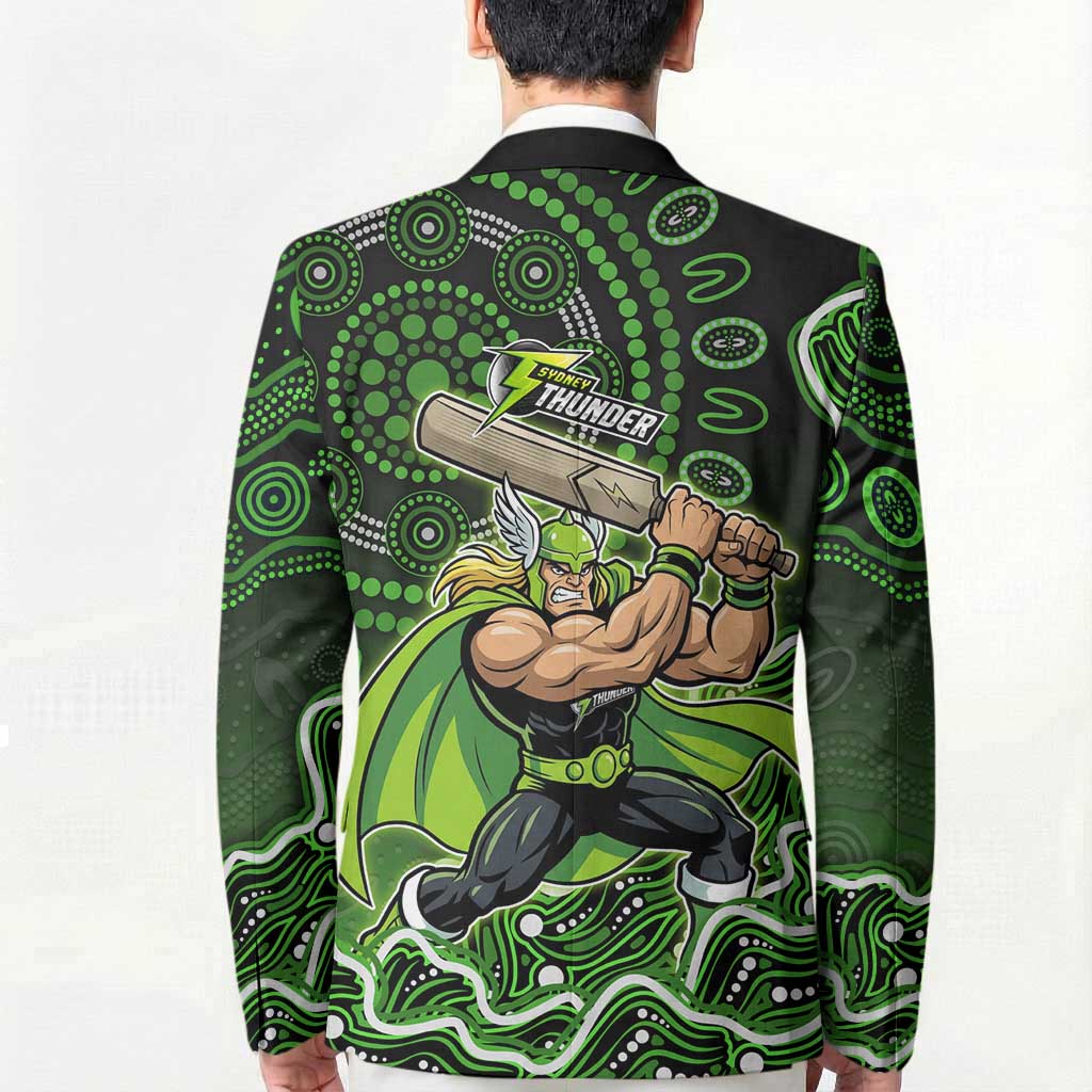 Sydney Thunder Cricket Mascot Blazer Aboriginal Dot Art Green And Black Tribal Pattern