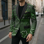 Sydney Thunder Cricket Mascot Blazer Aboriginal Dot Art Green And Black Tribal Pattern
