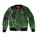 Sydney Thunder Cricket Mascot Bomber Jacket Aboriginal Dot Art Green And Black Tribal Pattern
