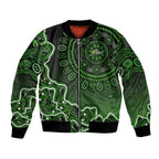 Sydney Thunder Cricket Mascot Bomber Jacket Aboriginal Dot Art Green And Black Tribal Pattern