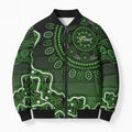 Sydney Thunder Cricket Mascot Bomber Puffer Jacket Aboriginal Dot Art Green And Black Tribal Pattern