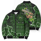 Sydney Thunder Cricket Mascot Bomber Puffer Jacket Aboriginal Dot Art Green And Black Tribal Pattern