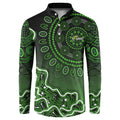 Sydney Thunder Cricket Mascot Button Sweatshirt Aboriginal Dot Art Green And Black Tribal Pattern